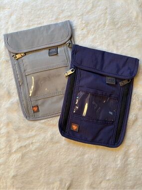 TWO Lewis N Clark RFID Blocking Stash Neck Wallets travel pouch passport holders